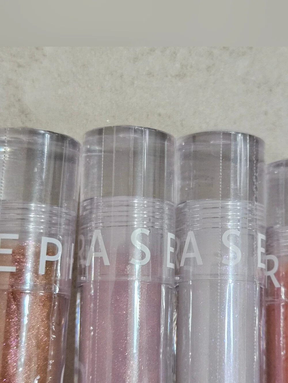Sephora GLOSSED Lip Gloss Set - Iridescent White, Pale Pink, Gold, Coral, Peach